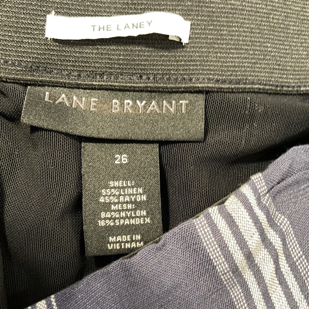 Lane Bryant the laney linen blend crop wide leg pant stripe print 26 - Picture 10 of 16